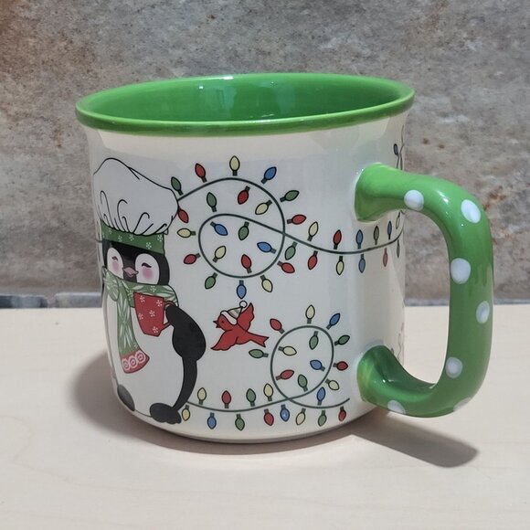 Temptations by Tara Coffee Mug Winter Whitney Penguin Christmas Lights Chef Hat - Picture 6 of 11